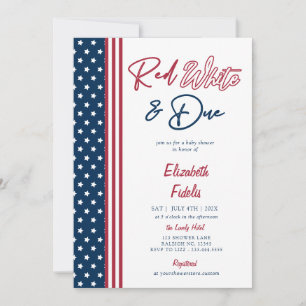 Invitation Red White & Due Stars 4 juillet Baby shower