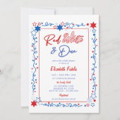 Invitation Red White & Due Stars 4 juillet Baby shower (Devant)