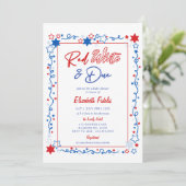 Invitation Red White & Due Stars 4 juillet Baby shower (Debout devant)