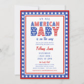Invitation Red White & Due Stars 4 juillet Baby shower (Devant)