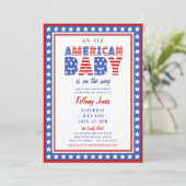 Invitation Red White & Due Stars 4 juillet Baby shower (Debout devant)