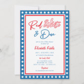Invitation Red White & Due Stars 4 juillet Baby shower (Devant)