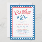 Invitation Red White & Due Stars 4 juillet Baby shower (Devant)