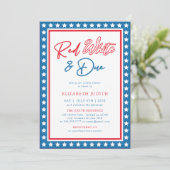 Invitation Red White & Due Stars 4 juillet Baby shower (Debout devant)