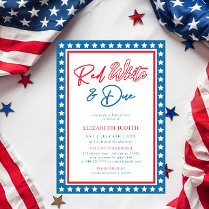 Invitation Red White & Due Stars 4 juillet Baby shower