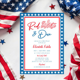 Invitation Red White & Due Stars 4 juillet Baby shower
