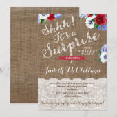 Invitation Red White et Blue Lady Surprise fête d'anniversair (Devant / Derrière)