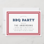 Invitation Red White et Blue Stars BBQ Party (Devant)