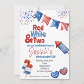 Invitation Red White et deux Anniversaire (Devant)