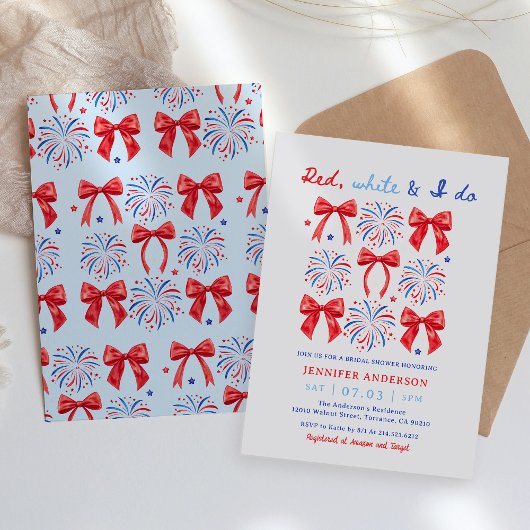 Invitation Red White et je fais 4 juillet Fête des mariées
