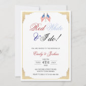 Invitation Red White et je fais 4 juillet Mariage patriotique (Devant)