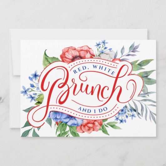 Invitation Red White et moi faisons | Floral Brunch Invitatio (Devant)