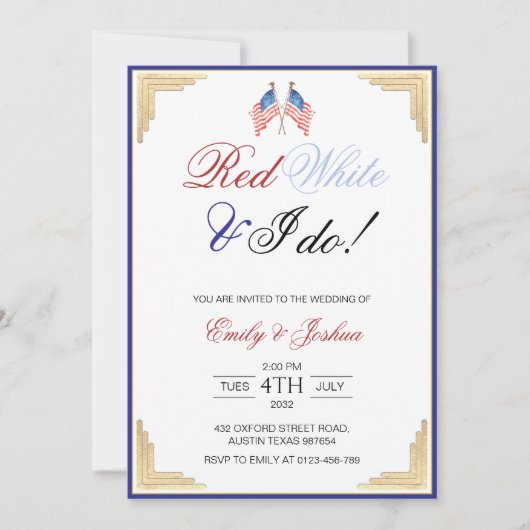 Invitation Red White et moi faisons Mariage patriotique améri (Devant)
