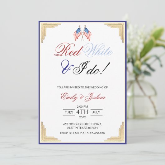 Invitation Red White et moi faisons Mariage patriotique améri (Debout devant)