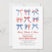 Invitation Red, White et Two Bows 4 juillet 2ème anniversaire (Devant)