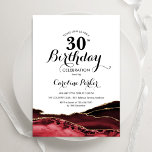 Invitation Red White Gold Agate 30e anniversaire<br><div class="desc">Gate rouge blanc et or 30e anniversaire invitation de fête. Design élégant et moderne avec aquarelle agate marbre arrière - plan,  fausse parties scintillant or et typographie script de police. Carte invitation branchée parfaite pour une célébration anniversaire féminine élégante. Invitations Zazzle imprimées ou téléchargement instantané modèle imprimable numérique.</div>