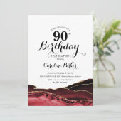 Invitation Red White Gold Agate 90e anniversaire (Debout devant)