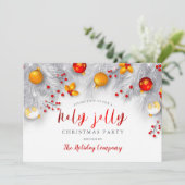 Invitation Red White Gold Orament Corporate Christmas Party (Debout devant)