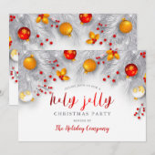 Invitation Red White Gold Orament Corporate Christmas Party (Devant / Derrière)