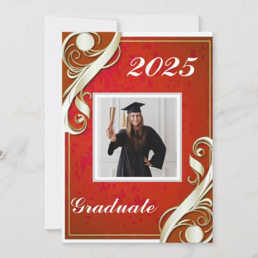 Invitation Red White Graduation 2025 (Devant)