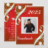 Invitation Red White Graduation 2025 (Devant / Derrière)