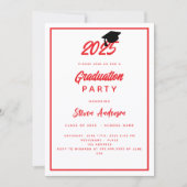 Invitation Red white Graduation Party 2025 (Devant)