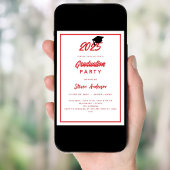 Invitation Red white Graduation Party 2025