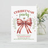 Invitation Red White Green Coquette Bow Christmas Party (Debout devant)