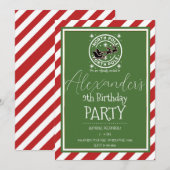 Invitation Red White Green Pôle Nord Fête Anniversaire (Devant / Derrière)