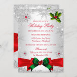 Invitation Red White Green Winter Wonderland<br><div class="desc">Red Green White Silver Fête Invitation. Design de flocon de neige pour bijoux Silver Sparkle. S'il vous plaît noter : Toutes les images plates,  ils n'ont pas de vrais bijoux!</div>