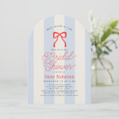 Invitation Red White & I Do Bow Blue Stripes Bridal Shower (Debout devant)