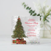 Invitation Red White Lights Tree fête de Noël (Debout devant)
