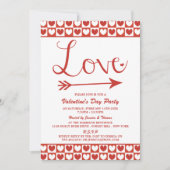 Invitation Red & White Love Hearts Saint Valentin (Devant)
