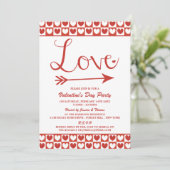 Invitation Red & White Love Hearts Saint Valentin (Debout devant)