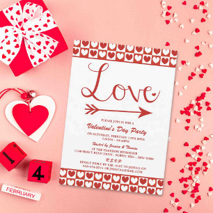 Invitation Red & White Love Hearts Saint Valentin