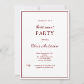Invitation Red White Minimal Simple Modern Retirement Party (Devant)