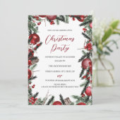 Invitation Red White Noël Festive Fête Florale (Debout devant)