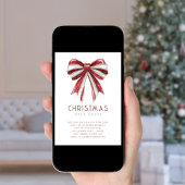 Invitation Red White Parties scintillant Bow Open House Noël