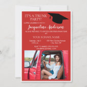 Invitation Red White Photo College Trunk Party (Devant)