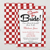 Invitation Red White Retro les années 50 Diner Nuptiale Douch (Devant / Derrière)