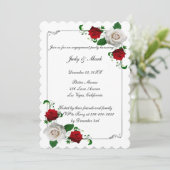 Invitation Red & White Roses Christmas Engagement Party (Debout devant)
