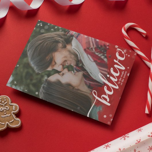 Invitation Red & White Sparkle Croyez en la magie Noël