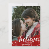 Invitation Red & White Sparkle Croyez en la magie Noël (Devant)