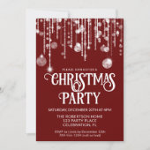 Invitation Red White String Lights Noël Fête (Devant)