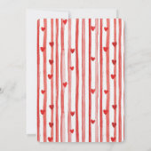 Invitation Red White Stripes Coeurs Rose Fête des mariées (Dos)