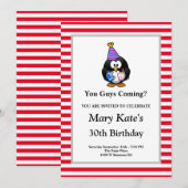 Invitation Red/White Stripes encadrées Fête d'Anniversaire (Devant / Derrière)