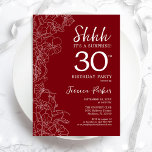 Invitation Red White Surprise 30e anniversaire<br><div class="desc">Red White Surprise 30th Birthday Invitation. Le minimaliste design féminin moderne présente des accents botaniques et des caractères typographiques. Carte invitation florale simple parfaite pour une célébration anniversaire surprise femme élégante. Invitations Zazzle imprimées ou téléchargement instantané modèle imprimable numérique.</div>