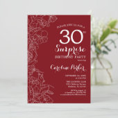 Invitation Red White Surprise 30e fête d'anniversaire (Debout devant)
