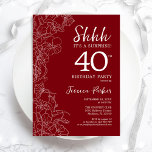 Invitation Red White Surprise 40e anniversaire<br><div class="desc">Red White Surprise 40th Birthday Invitation. Le minimaliste design féminin moderne présente des accents botaniques et des caractères typographiques. Carte invitation florale simple parfaite pour une célébration anniversaire surprise femme élégante. Invitations Zazzle imprimées ou téléchargement instantané modèle imprimable numérique.</div>