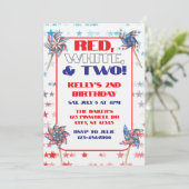 Invitation Red, White, & Two, 2nd Birthday (Debout devant)